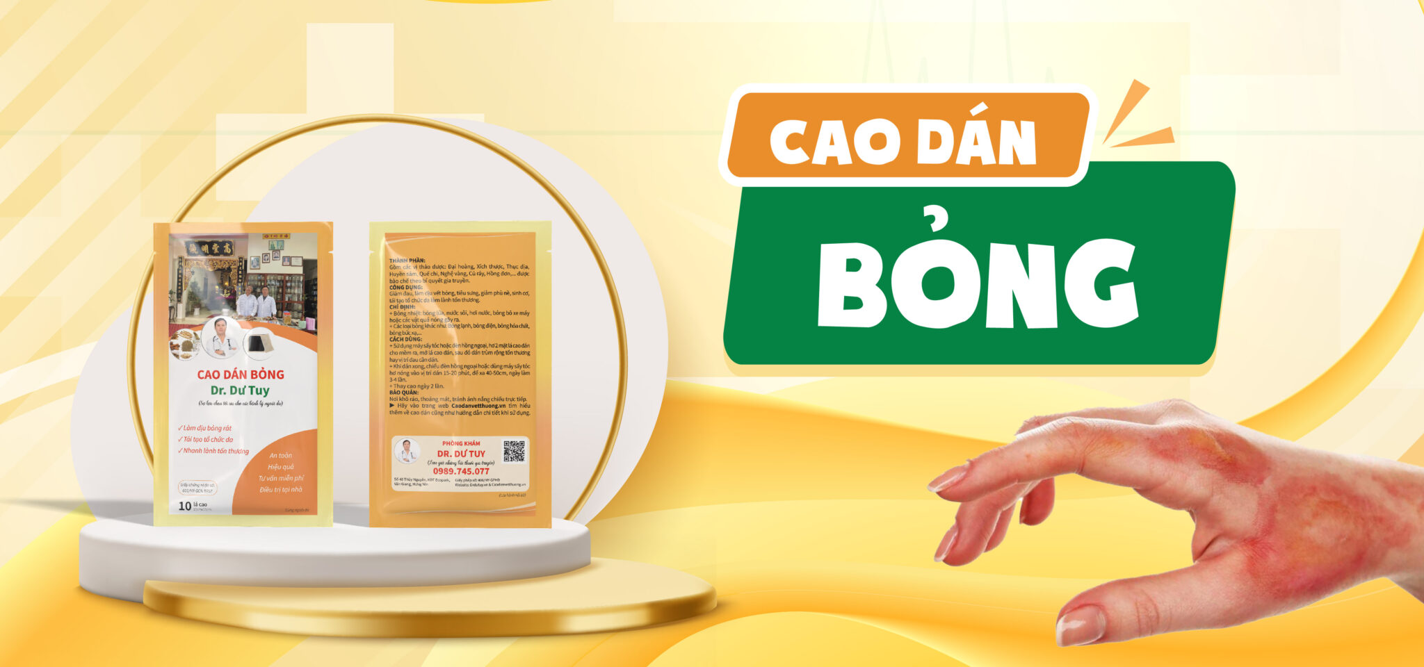 banner cao dán trị bỏng